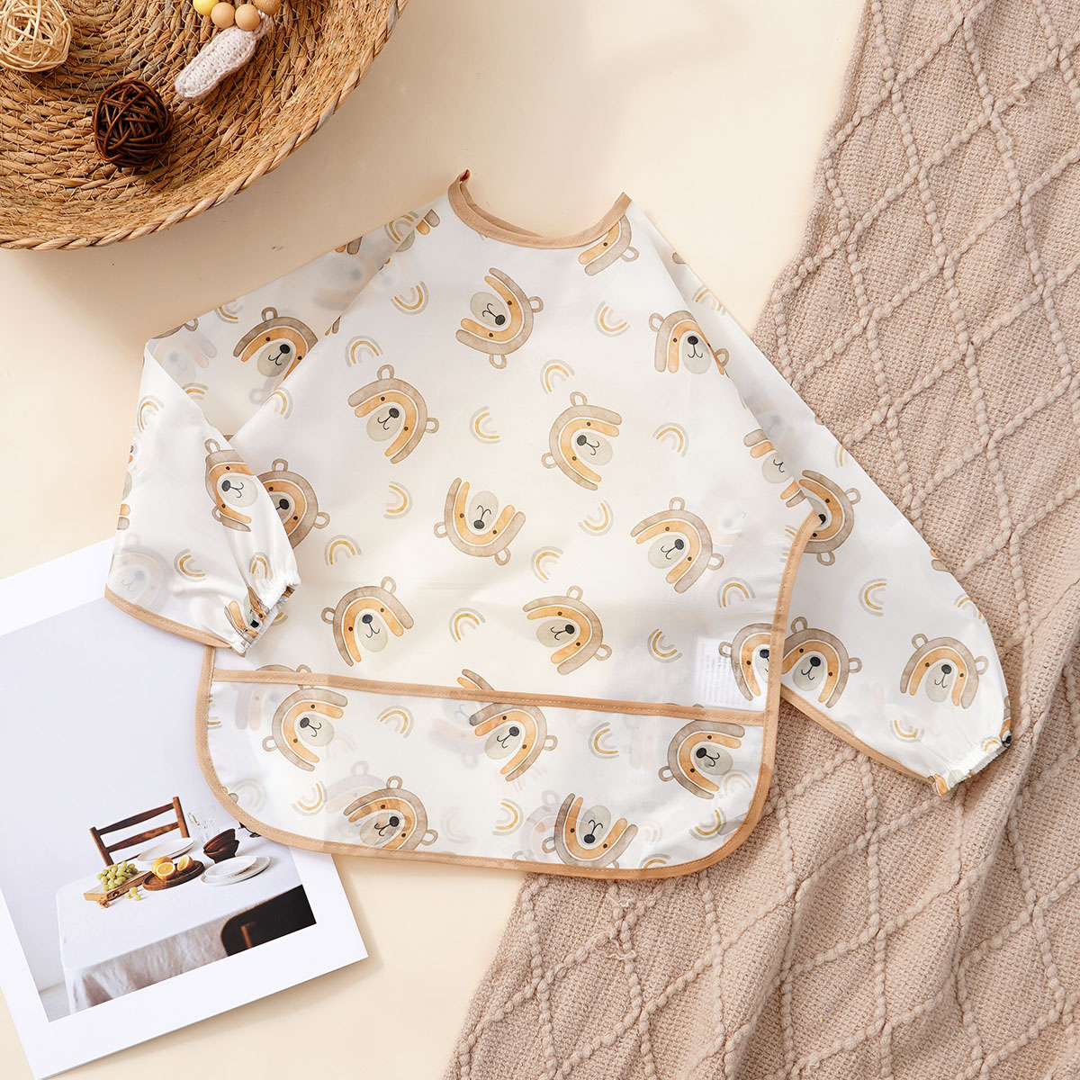 Bib Long Sleeve - Uzun Kollu Bebek Önlüğü, Makinede Yıkanabilir,
