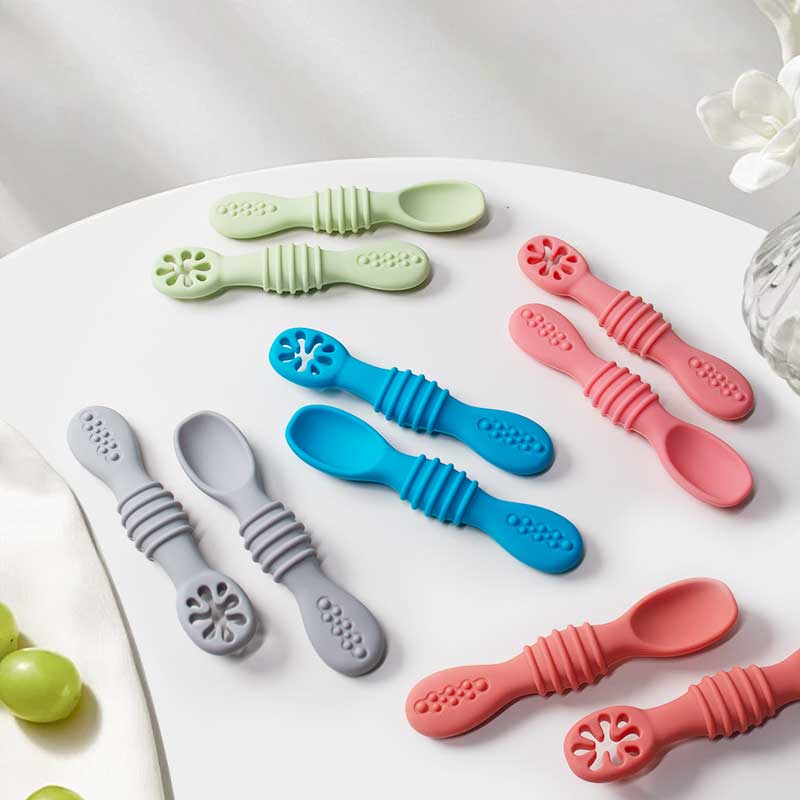 Self Feed Spoon - 2 adet Bebek Silikon Yapışkan Kaşık